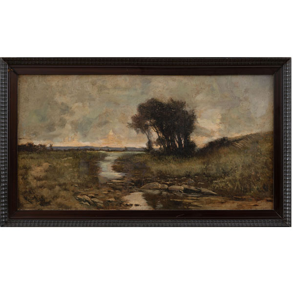 "Paisaje con lago"  Autor&iacute;a: MANUEL RAMOS ARTAL(Madrid, 1855-1910) 