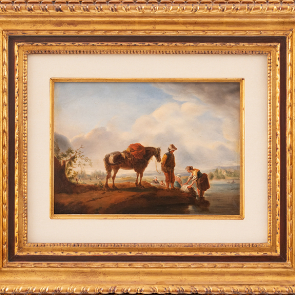 "Lavandera en el río" ESCUELA HOLANDESA DE FINALES DEL SIGLO XIX-XX