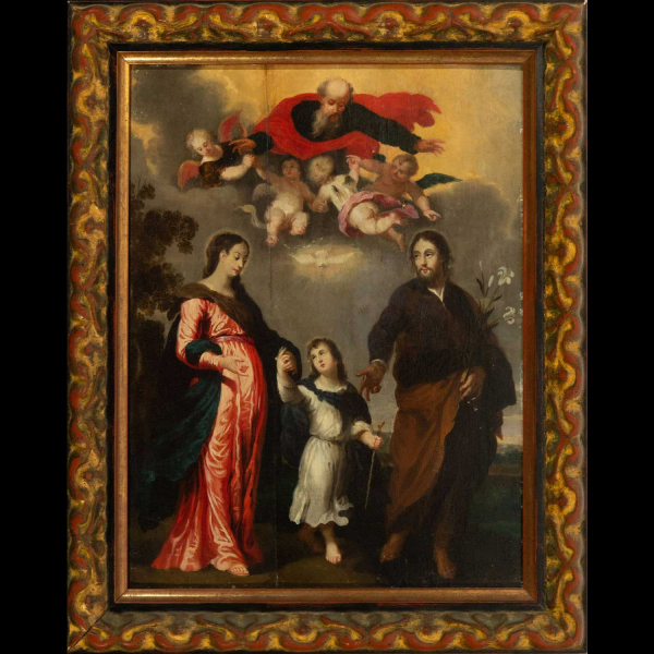 Sagrada Familia junto a Dios Padre, escuela flamenca del siglo XVI.