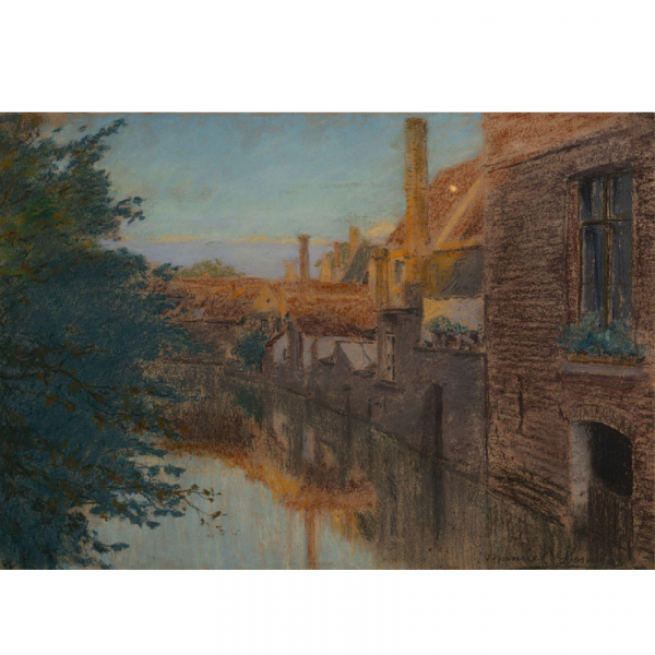 "Canal de Brujas"  MANUEL LOSADA(Bilbao, 1865-1949) Pastel/papel