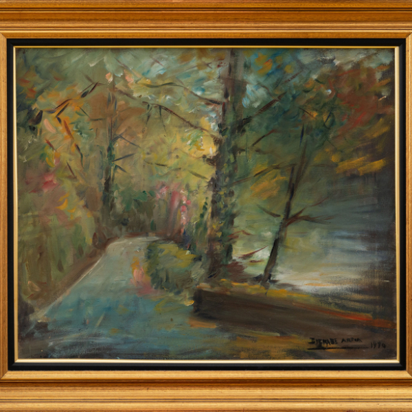 "Chemin de Behobie" Río Bidasoa  BERNARDINO BIENABE ARTIA (Irún, 1899 - Navarra, 1987)