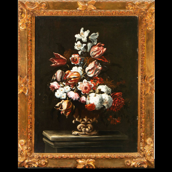 Florero, atribuído a Andrea Scaciatti (Florencia, 1642-1710), escuela italiana del siglo XVII. 