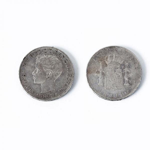Moneda de plata (900 mil). ESPAÑA- Islas Filipinas, Un Peso, Alfonso XIII, 1897. SG-V. 37 mm. EBC.