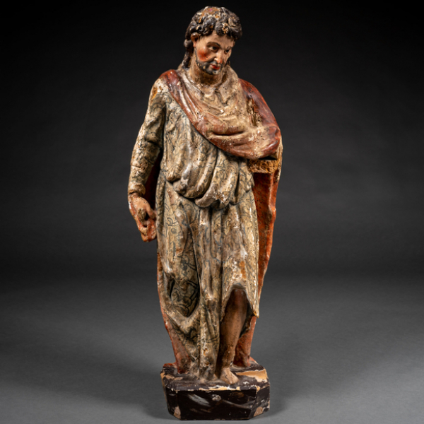 "Santo" Escultura en madera tallada y policromada del siglo XVI.  Atribuida a Juan de Anchieta