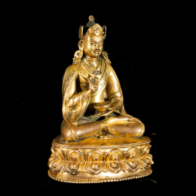 Extraordinario Bronce Tibetano de Padmasambhava, escuela China del siglo XV a principios del siglo XVI.