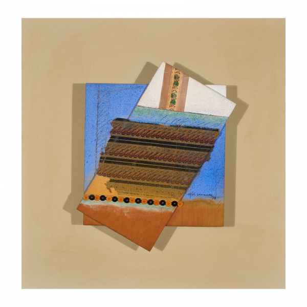 Albert Ràfols Casamada (Barcelona, 1923-2009) Composición geométrica con botones. Técnica mixta y collage sobre tabla.