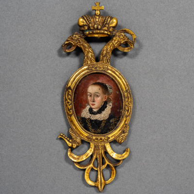 &quot;Retrato de Dama&quot; Miniatura pintada al óleo sobre cobre del siglo XVII  Escuela Española, Siglo XVII