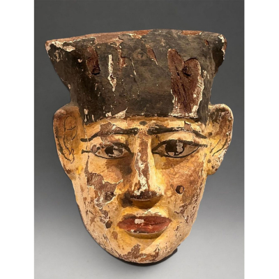 M&aacute;scara funeraria egipcia policromada, Egipto Baja &Eacute;poca, Siglo VII-IV a. C.