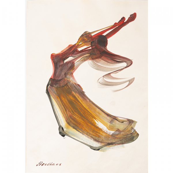David Alfaro Siqueiros (México, Chiuaua, 1896-Cuernavaca, 1974)  Danza.  Acrílico sobre papel. Firmado.