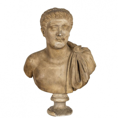 Busto realizado en mármol tallado y pulido. Roma, S. I - II d. C.