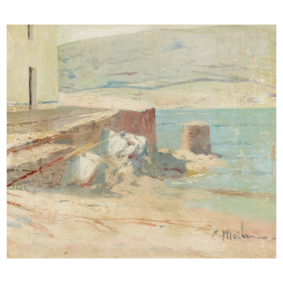 Eliseo Meifrén i Roig (Barcelona, 1857-1940) Cadaqués. Óleo sobre tela. Firmado.