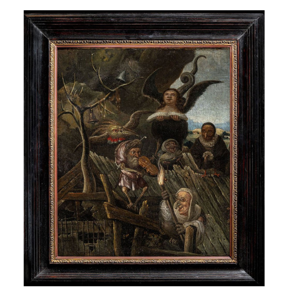 C&iacute;rculo de Hieronymus Bosch (Bolduque, c. 1450-1516) "El techo de la locura" (Alegor&iacute;a de la ca&iacute;da).   &Oacute;leo sobre lienzo. 