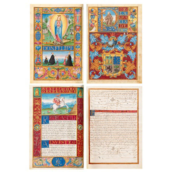 Importante ejecutoria miniada en pergamino de los hermanos Francisco y Miguel Xalon vecinos de Palenzuela Valladolid, 1589.