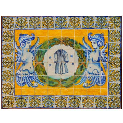Panel de azulejos portugueses policromados representado La Pasión de Cristo, siglo XVII. 