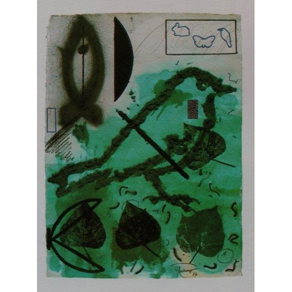 Joan Pere Viladecans: "Sèrie Quaderns Verds nº4" (1987).   Técnica mixta sobre papel 