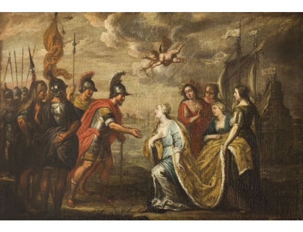 ESCUELA ESPAÑOLA, H. 1700. Esther y Asuero