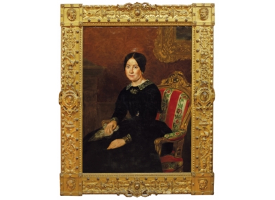 RAFAEL TEGEO DÍAZ (Caravaca de la Cruz, 1798 - Madrid1856)  Retrato de dama en un interior 