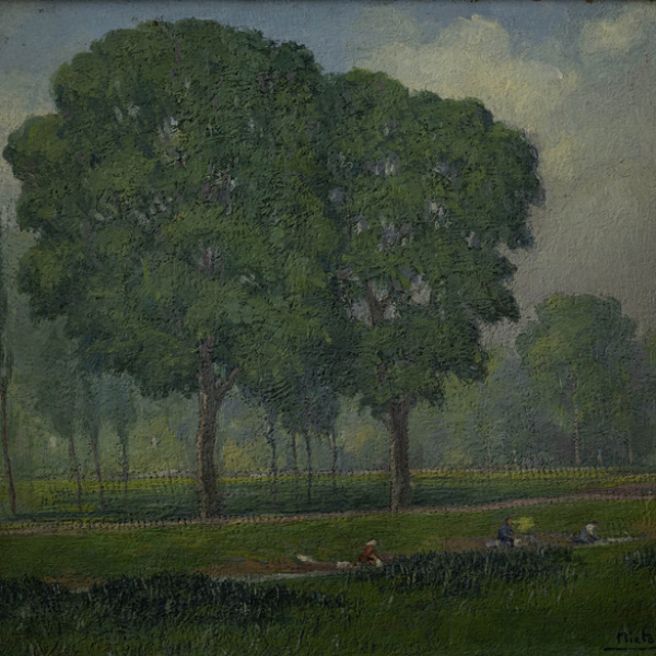 "Lavanderas en el río" ENRIQUE NIETO ULIBARRI (Bilbao, 1890-1963)