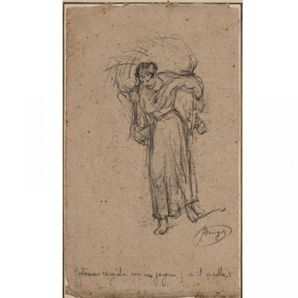 "Gitana cargando un jergón en el muelle" FRANCISCO DE PAULA BRINGAS 
