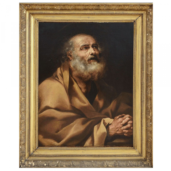 Atribuido a AURELIANO MILANI (Bolonia, 1675 - Roma, 1749) - El Arrepentimiento de San Pedro.    Óleo sobre lienzo. 