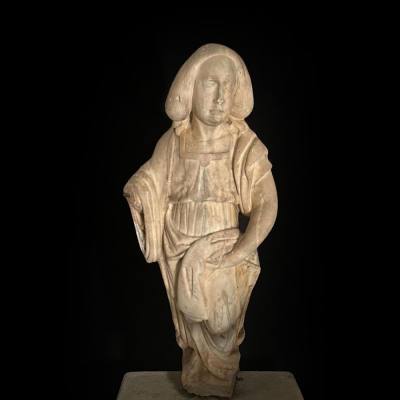 "Santa Rosalia" Italia o Espa&ntilde;a, siglo XVI.   Escultura en m&aacute;rmol