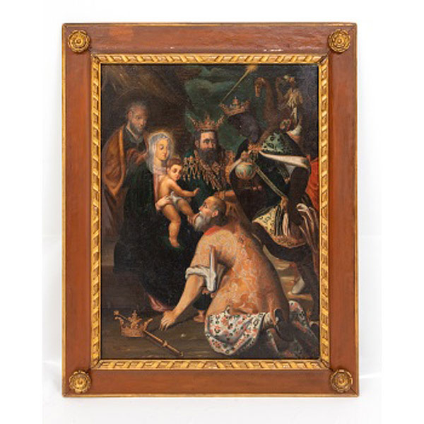 ESCUELA ESPAÑOLA  (S. XVII) "La adoración de los Reyes"