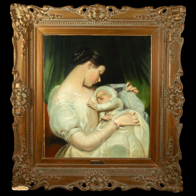 Jules Joseph Lefebvre (1836-1911) "Madre con su hijo".   &Oacute;leo sobre lienzo