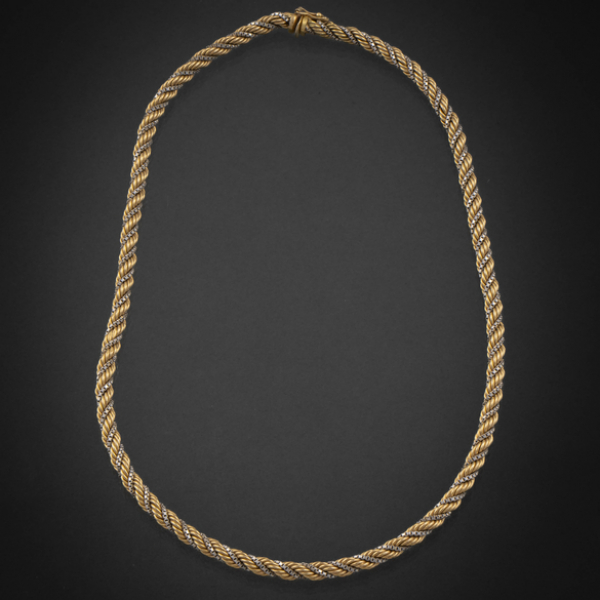 Gargantilla sogueada en oro amarillo y oro blanco de 18 kt
