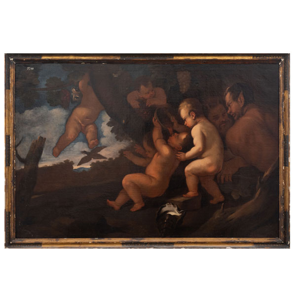 "Paisaje con sátiros y Puttis" ALESSANDRO LEONE VAROTARI (Padua, 1588-Venecia, 1649) 