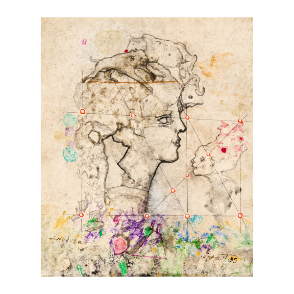 Modest Cuixart (Barcelona, 1925-Palamós, Girona, 2007) Medusa. Técnica mixta sobre papel adherido a tabla. Firmado y fechado en 1993.