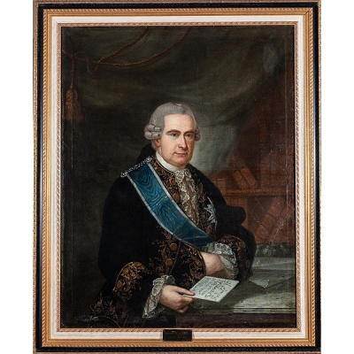 Escuela española S.XVIII &quot;Retrato del Marqués de Sonora&quot; Óleo sobre lienzo 105 x 80 cm 2.000 - 3.000 €