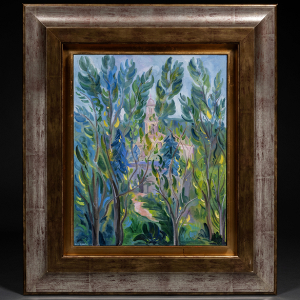 "Paisaje con Iglesia al fondo" ANA MAR&Iacute;N (Elizondo, 1933-2020)