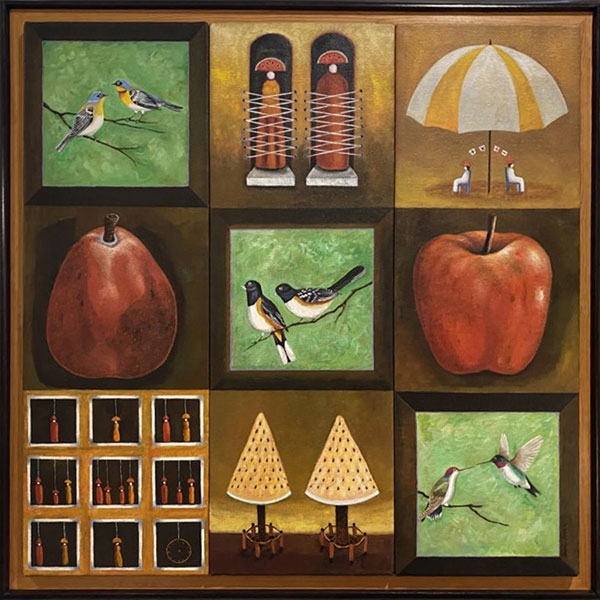 Jaime José – El Cruce de Dos Destinos – Tríptico, acrílico sobre tela de yute