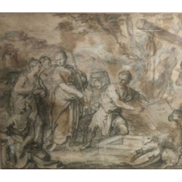 Sebastiano Conca (Gaeta, 1680 - Nápoles, 1764)  &quot;Jacob y Raquel en el pozo&quot;  Dibujo 