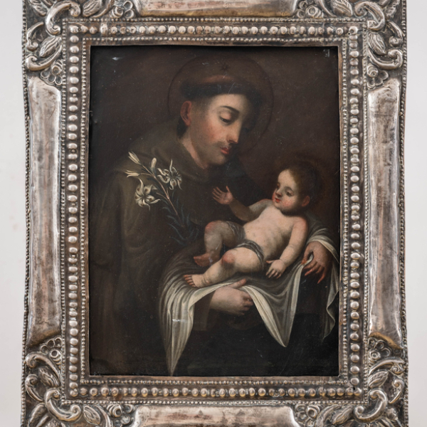 "San Antonio de Padua" ESCUELA ESPA&Ntilde;OLA DEL SIGLO XIX. &Oacute;leo/Cobre. 